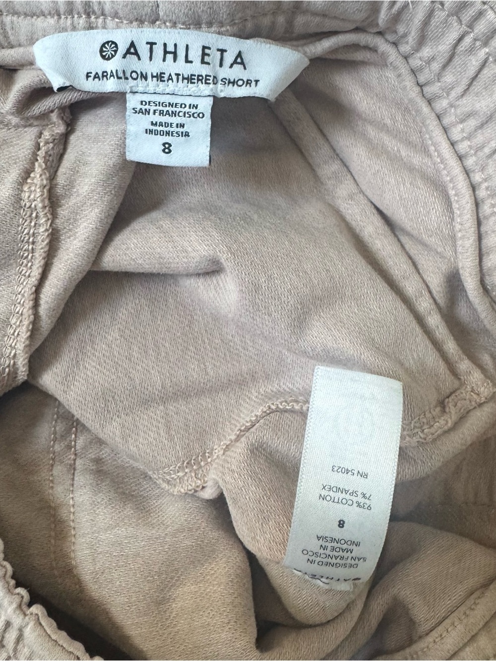 Athleta women’s white workout pullover neutral sweatshirt tie shorts set Sz 8 M - Picture 6 of 6
